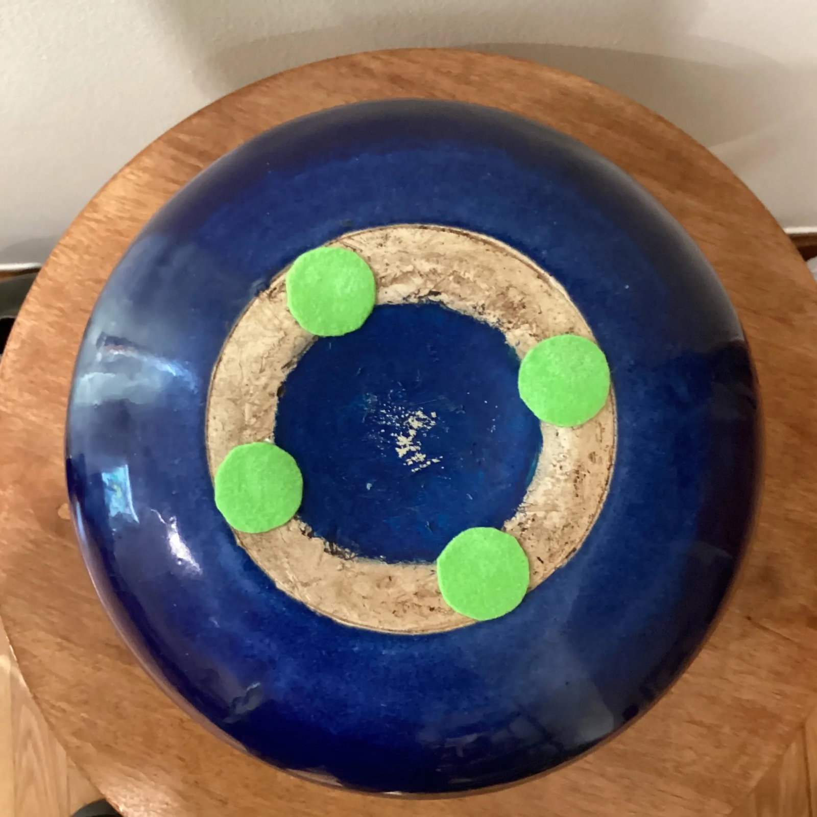 Vintage Stoneware Vase in a Round Form With a Short Cylinder Formed Neck Rich Blue Hare's Fur Glaze - 8