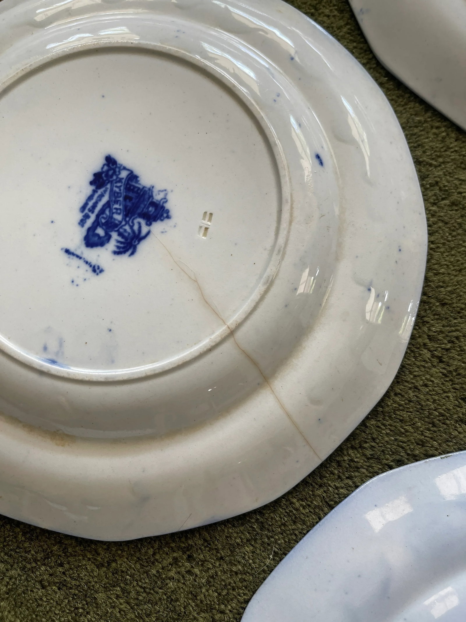 1800s W. Adams Co. England Kyber Flow Blue Dinner Plates - Set of 12 - 10
