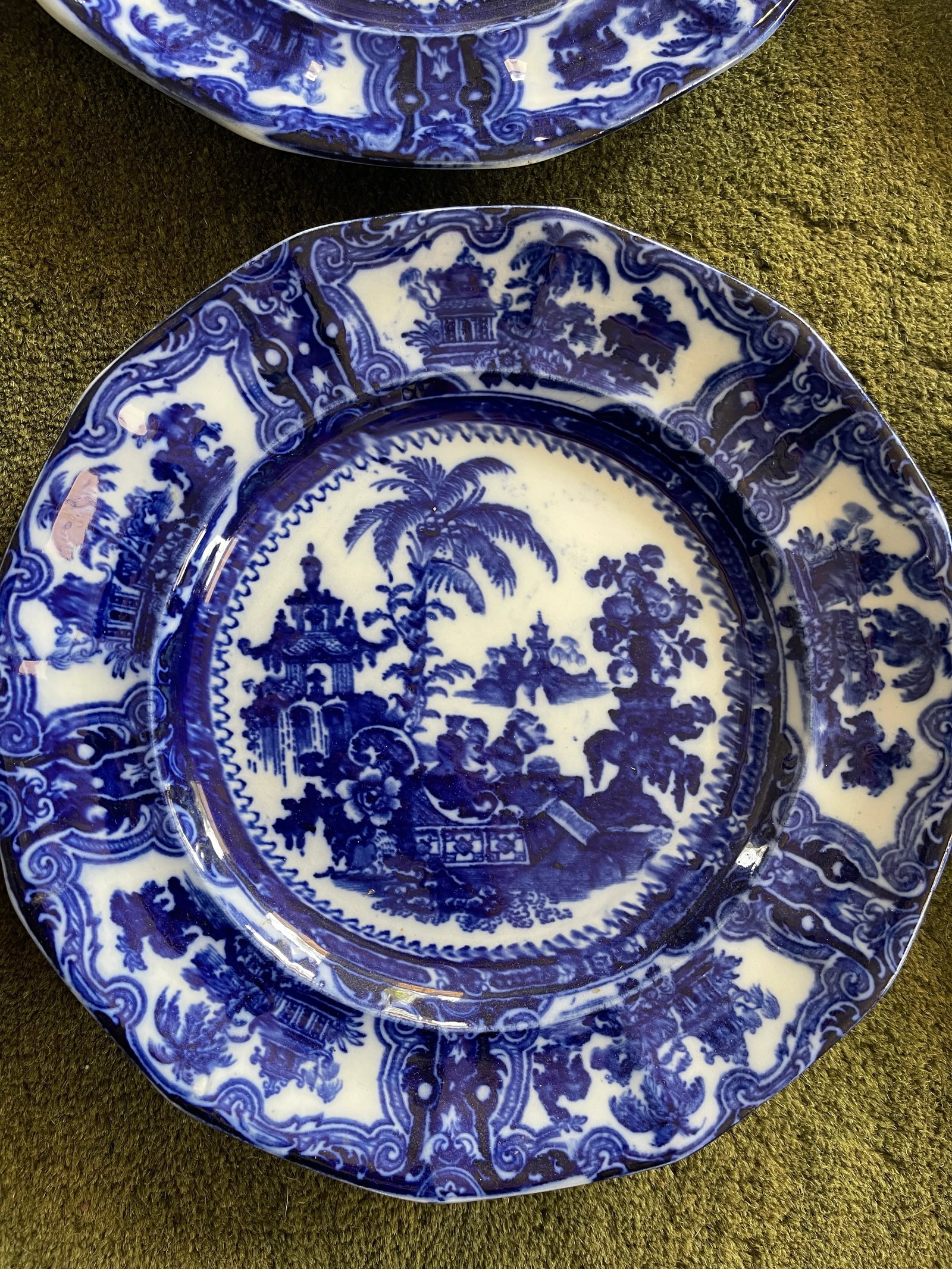 1800s W. Adams Co. England Kyber Flow Blue Dinner Plates - Set of 12 - 2