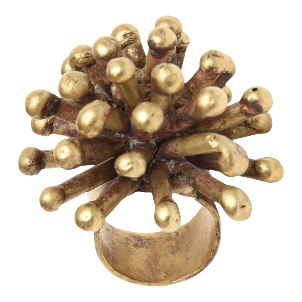 Vintage Bronze Studio Sputnik Starburst Sculptural Ring Attributed to Pal Kepenes Size 4.75: This is part of Chairish's Costume Jewelry assortment. This bronze sculptural Sputnik ring has a studio feel to it. It is unsigned and has been attributed to the wonderful work of artist Pal Kepenes. 