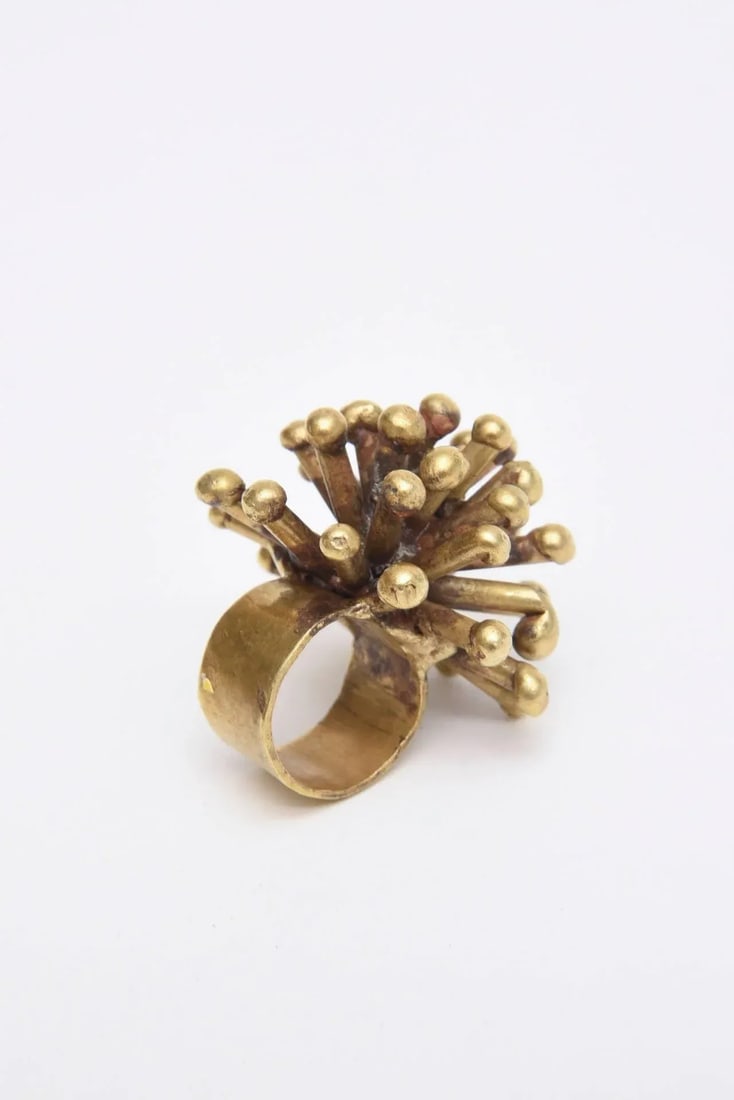 Vintage Bronze Studio Sputnik Starburst Sculptural Ring Attributed to Pal Kepenes Size 4.75 - 2