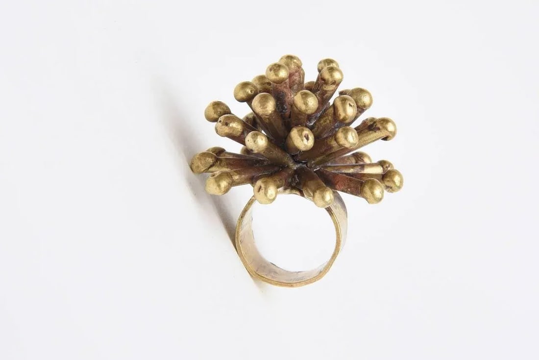 Vintage Bronze Studio Sputnik Starburst Sculptural Ring Attributed to Pal Kepenes Size 4.75 - 4