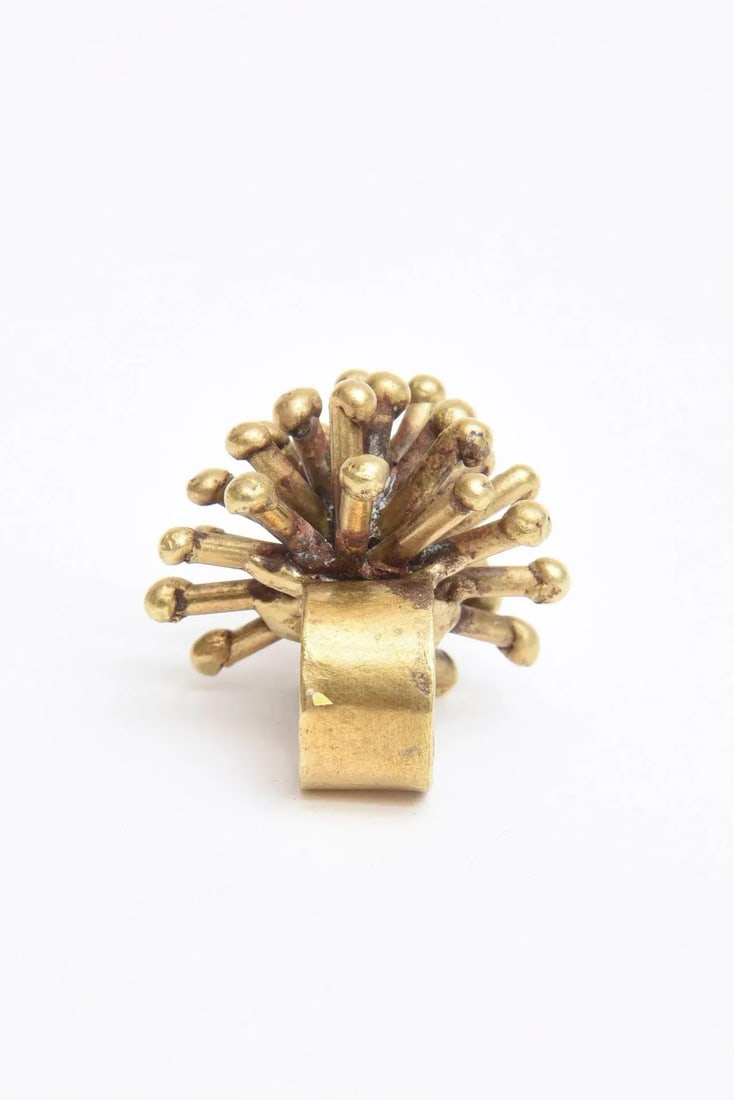 Vintage Bronze Studio Sputnik Starburst Sculptural Ring Attributed to Pal Kepenes Size 4.75 - 5