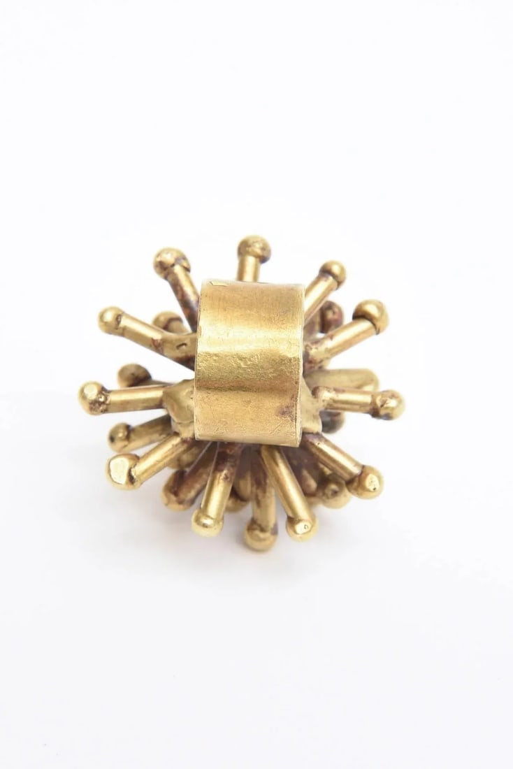 Vintage Bronze Studio Sputnik Starburst Sculptural Ring Attributed to Pal Kepenes Size 4.75 - 6