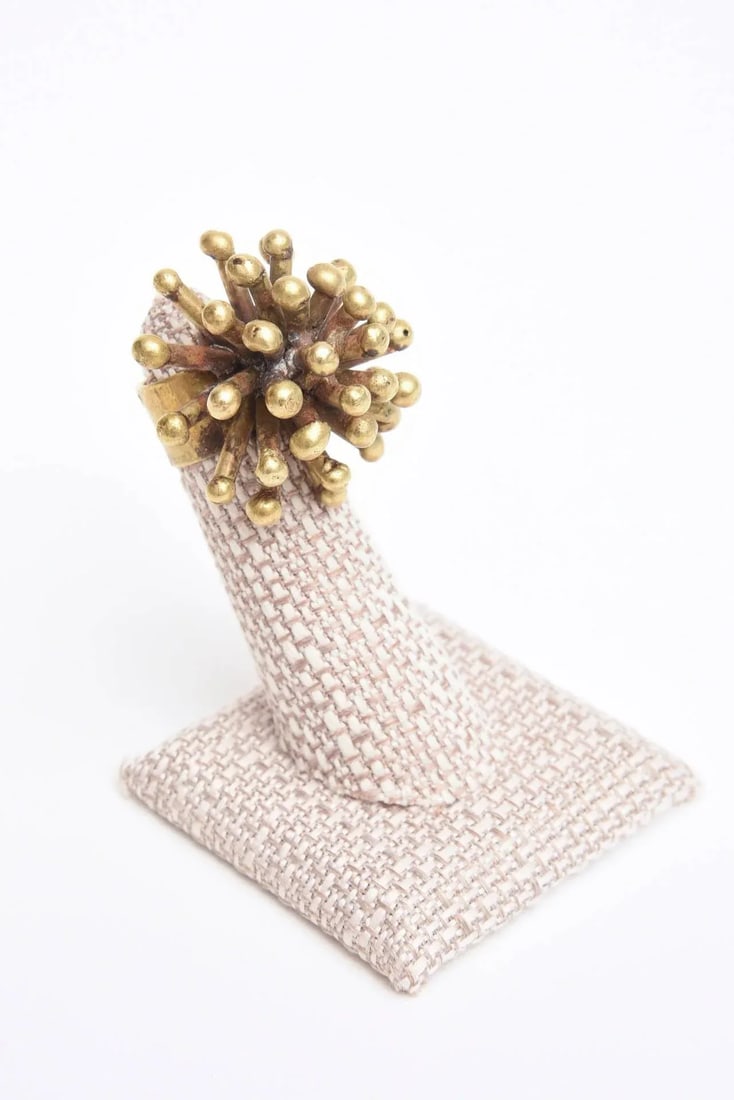 Vintage Bronze Studio Sputnik Starburst Sculptural Ring Attributed to Pal Kepenes Size 4.75 - 8
