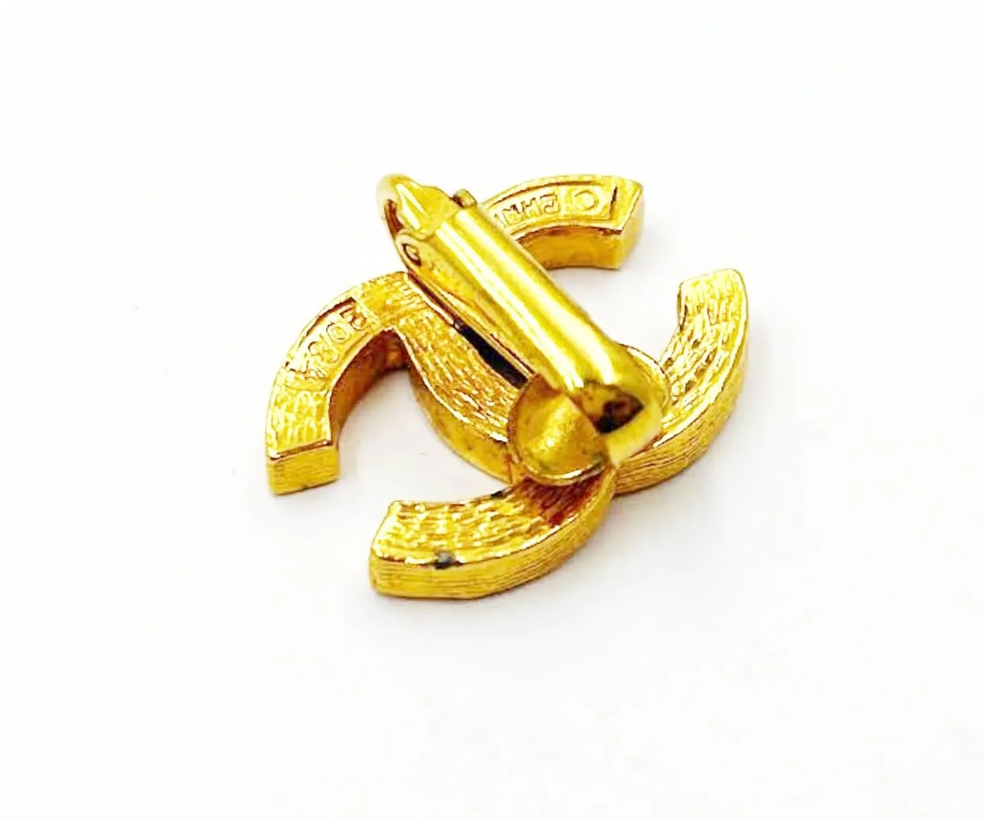 Chanel Vintage Gold Plated CC Crystal Clip on Earrings - 2 Pieces - 3