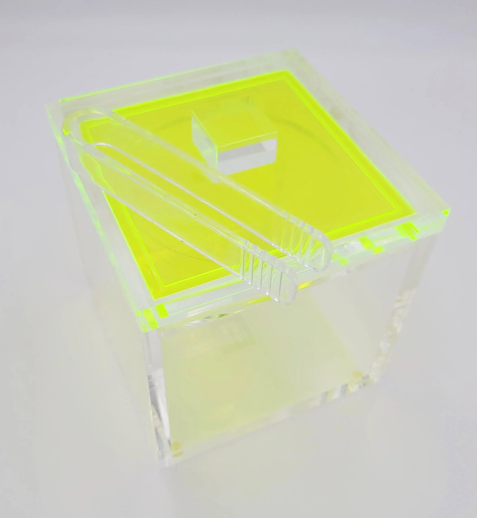 2000s Tinsley Mortimer Clear Neon Green Lucite Ice Bucket, Limited Edition - 2