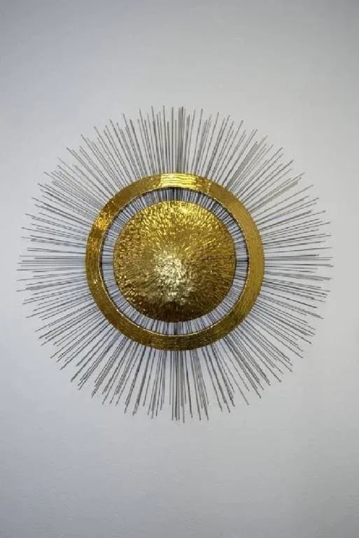 Late 20th Century Vintage Brass & Steel Sunburst Wall Sculpture - 2