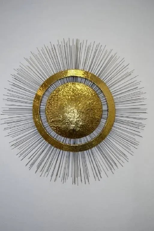 Late 20th Century Vintage Brass & Steel Sunburst Wall Sculpture - 3