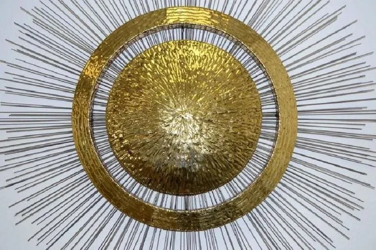 Late 20th Century Vintage Brass & Steel Sunburst Wall Sculpture - 4