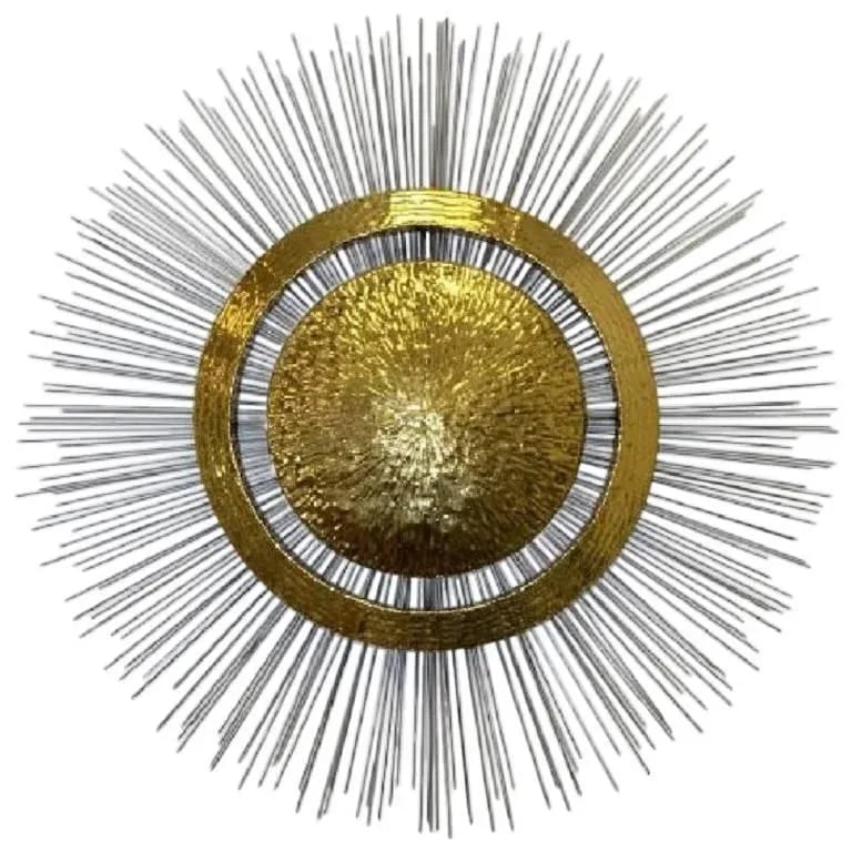 Late 20th Century Vintage Brass & Steel Sunburst Wall Sculpture - 5