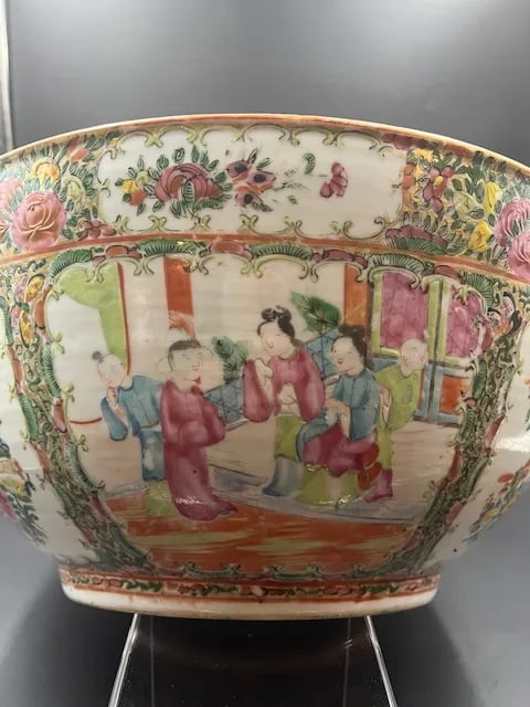 Monumental Antique Chinese Rose Medallion Large Bowl - 5