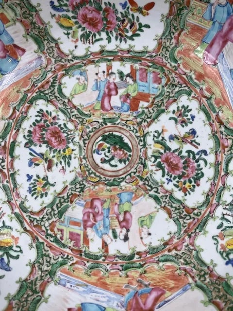 Monumental Antique Chinese Rose Medallion Large Bowl - 7