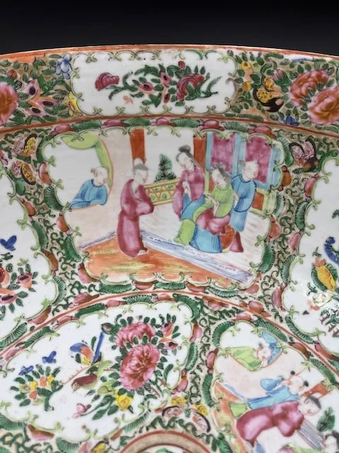 Monumental Antique Chinese Rose Medallion Large Bowl - 9
