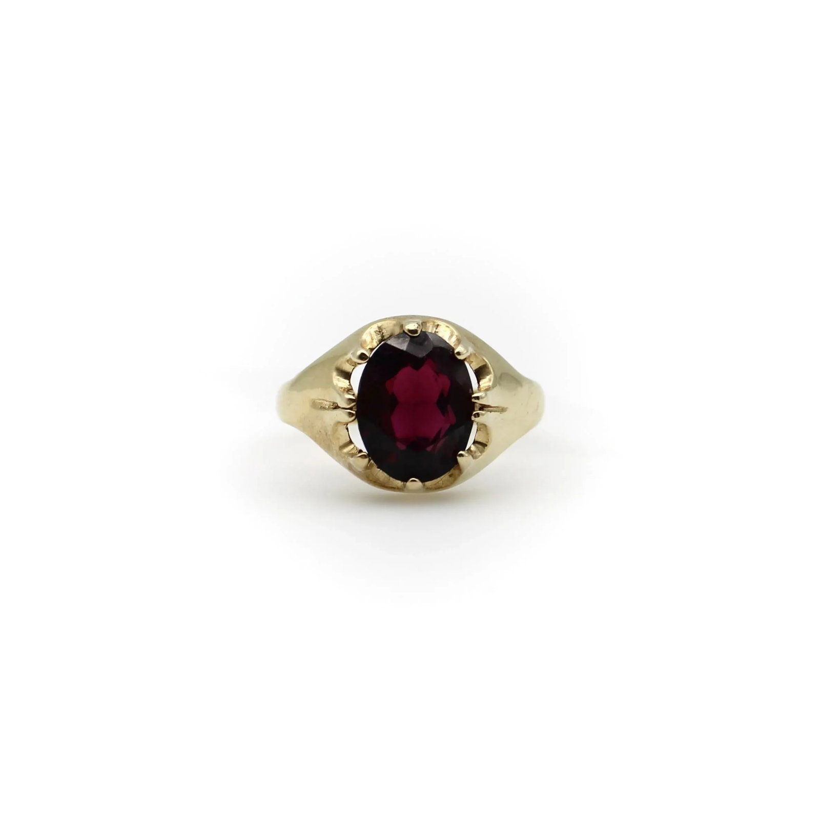 Vintage 9K Gold Rhodolite Garnet Ring with Belcher Setting Size 7.5 - 2