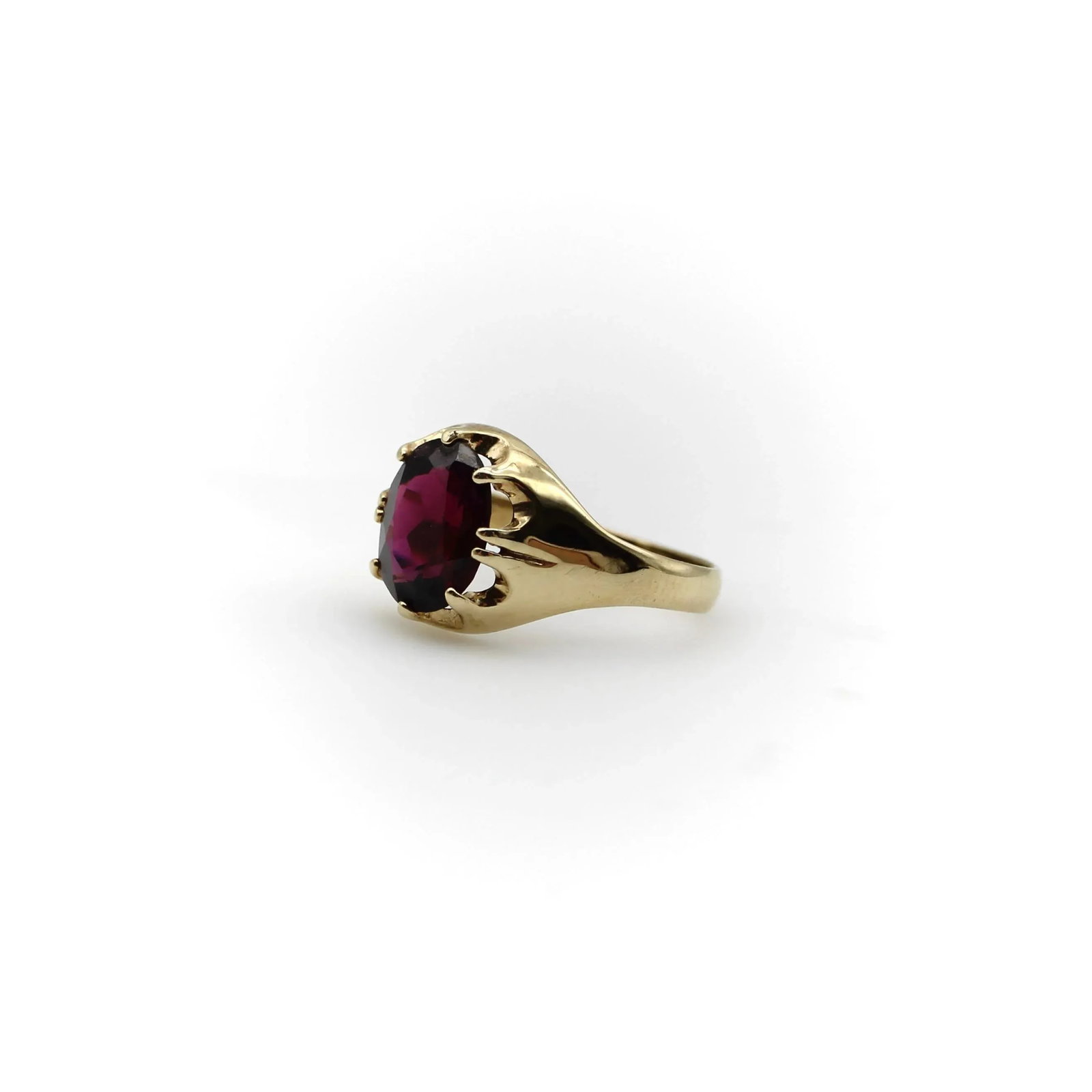 Vintage 9K Gold Rhodolite Garnet Ring with Belcher Setting Size 7.5 - 3