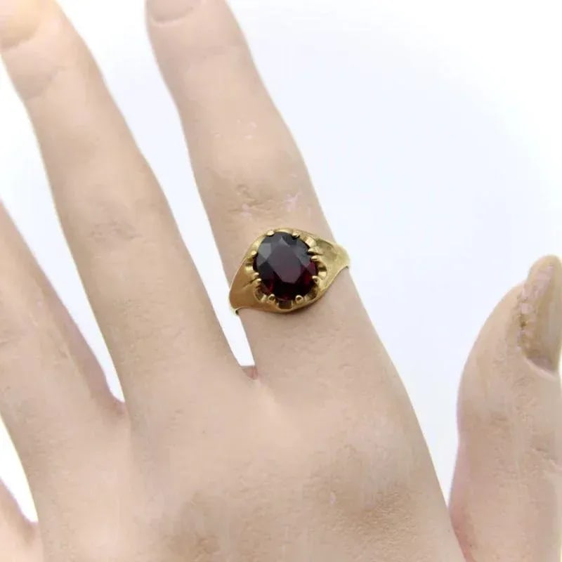 Vintage 9K Gold Rhodolite Garnet Ring with Belcher Setting Size 7.5 - 4