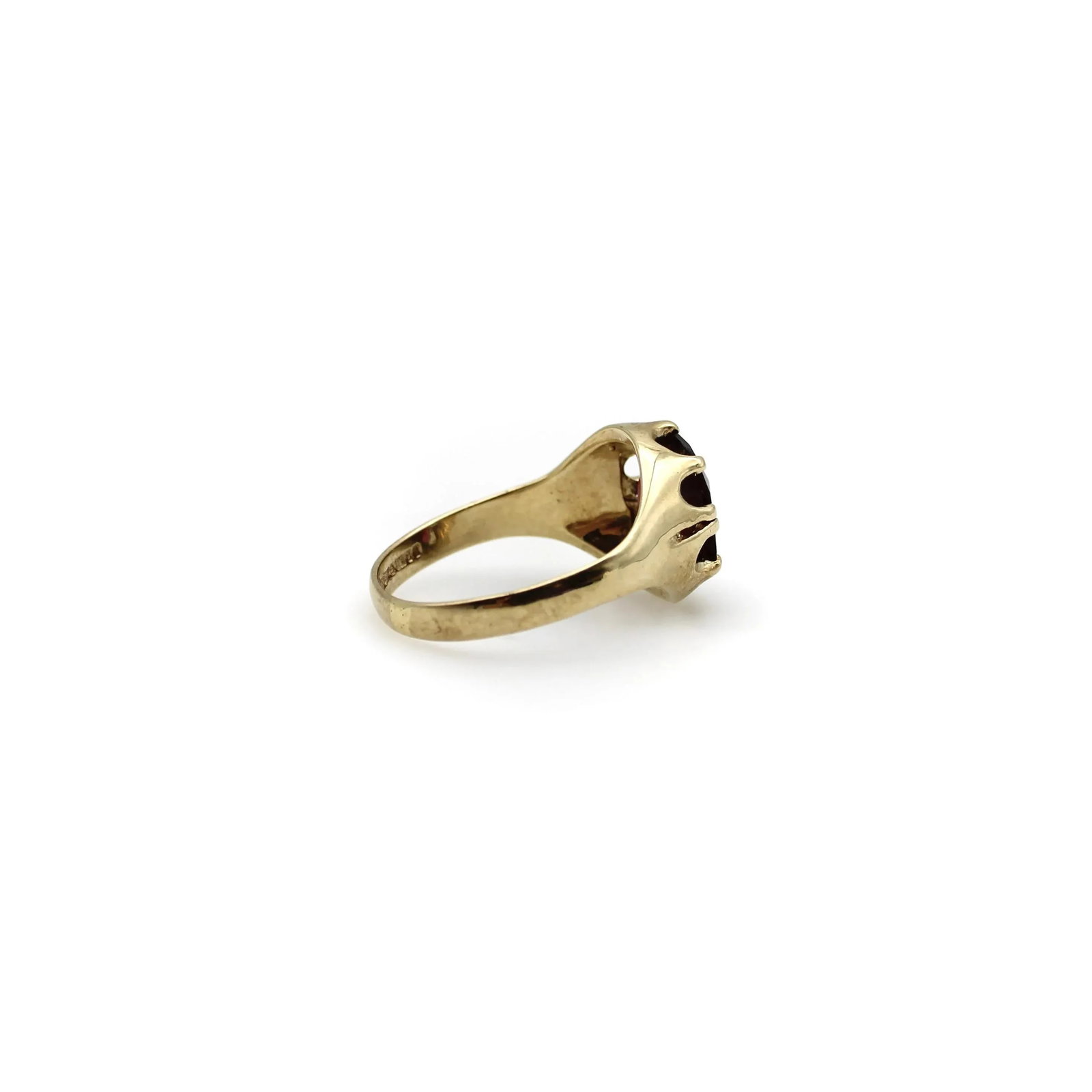 Vintage 9K Gold Rhodolite Garnet Ring with Belcher Setting Size 7.5 - 6
