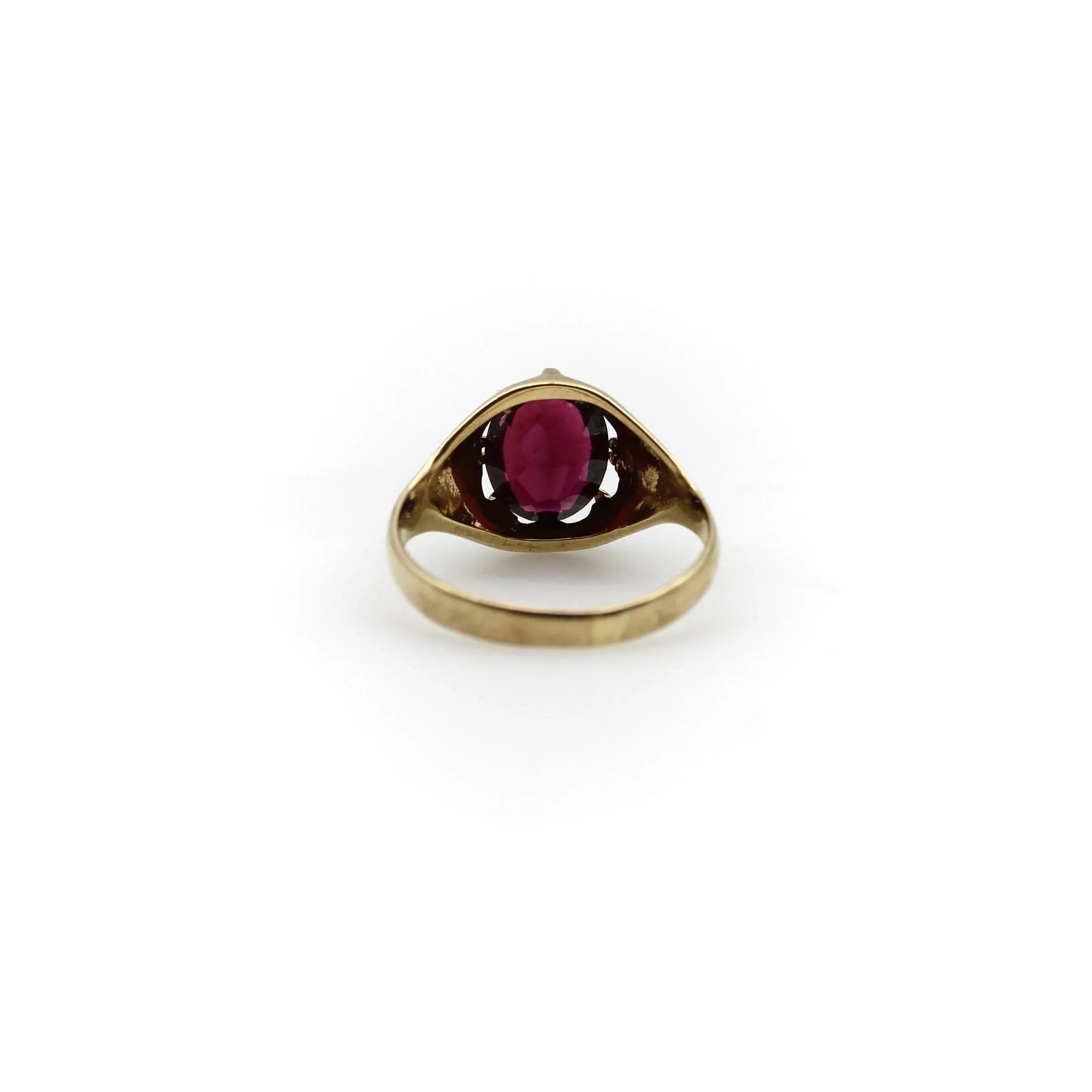 Vintage 9K Gold Rhodolite Garnet Ring with Belcher Setting Size 7.5 - 7