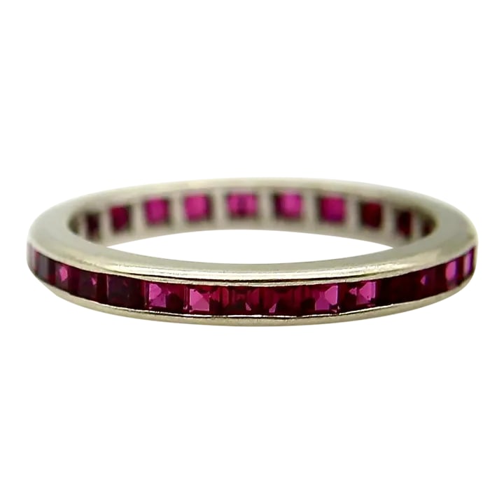 14k Gold Synthetic Ruby Eternity Band Size 6 (1 of 8)