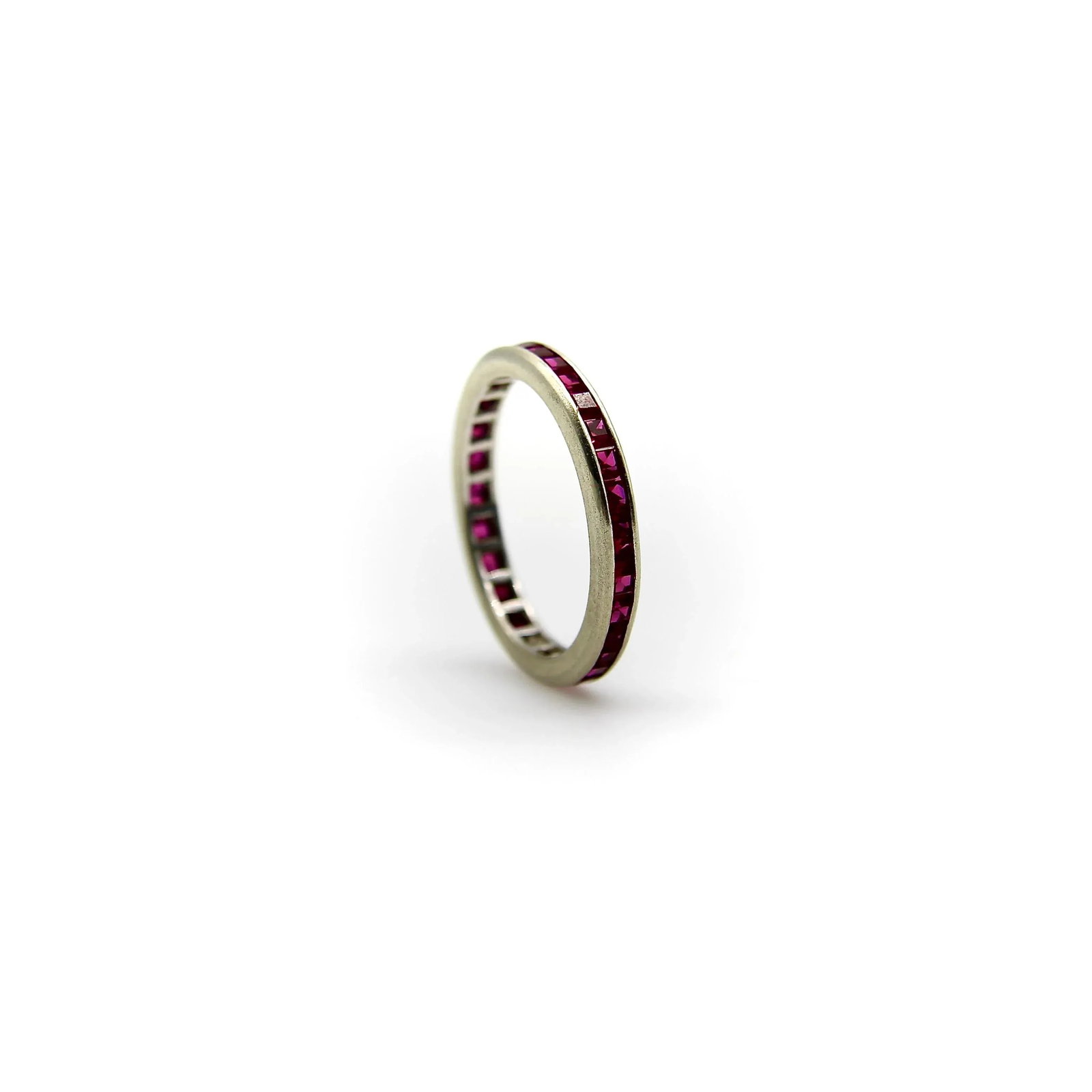 14k Gold Synthetic Ruby Eternity Band Size 6 - 4