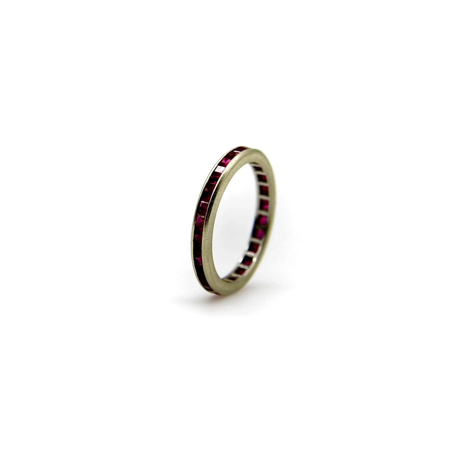 14k Gold Synthetic Ruby Eternity Band Size 6 - 5