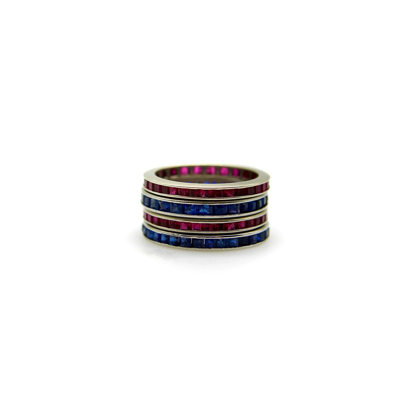 14k Gold Synthetic Ruby Eternity Band Size 6 - 8