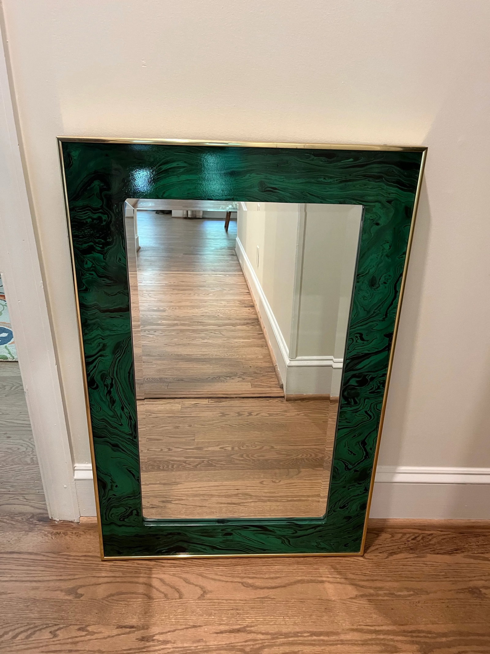 1990s Ethan Allen Faux Malachite Mirror - 2