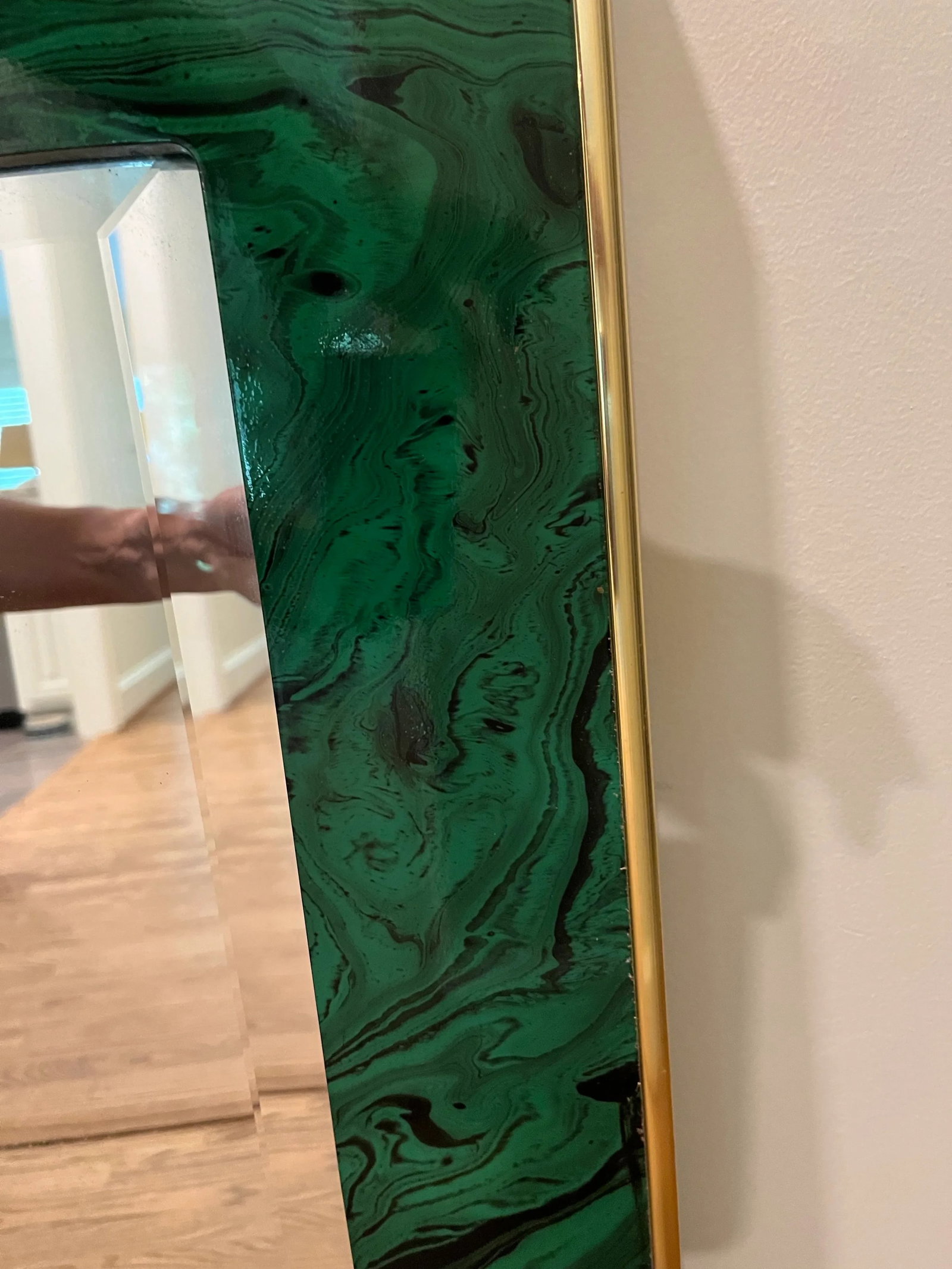 1990s Ethan Allen Faux Malachite Mirror - 4