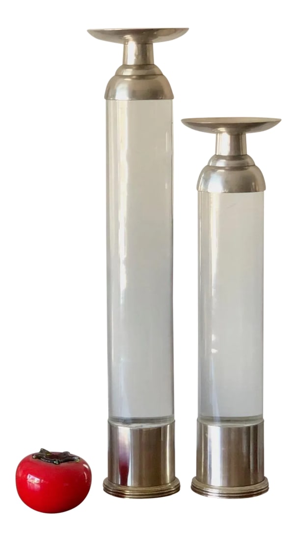1980s Modern Lucite Candlesticks - A Pair (1 of 7)