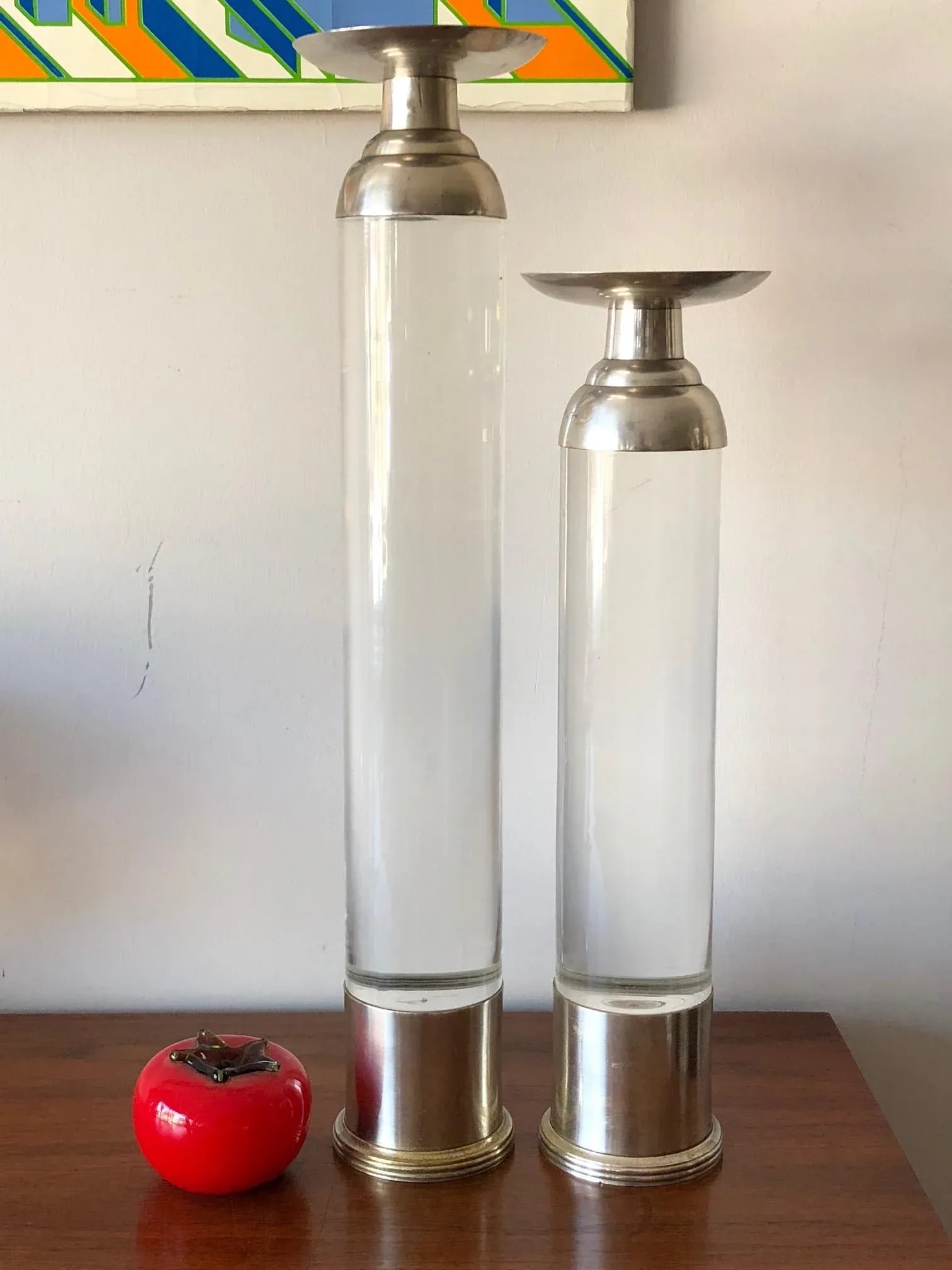 1980s Modern Lucite Candlesticks - A Pair - 6