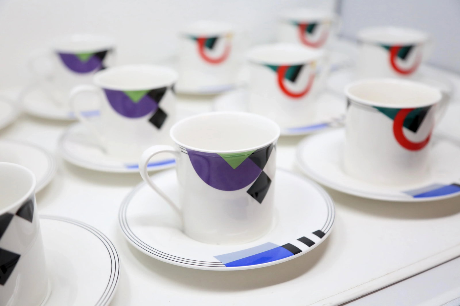 1990's "High Spirits" Geometric Postmodern Dinnerware by Mikasa - Set of 47 - 4
