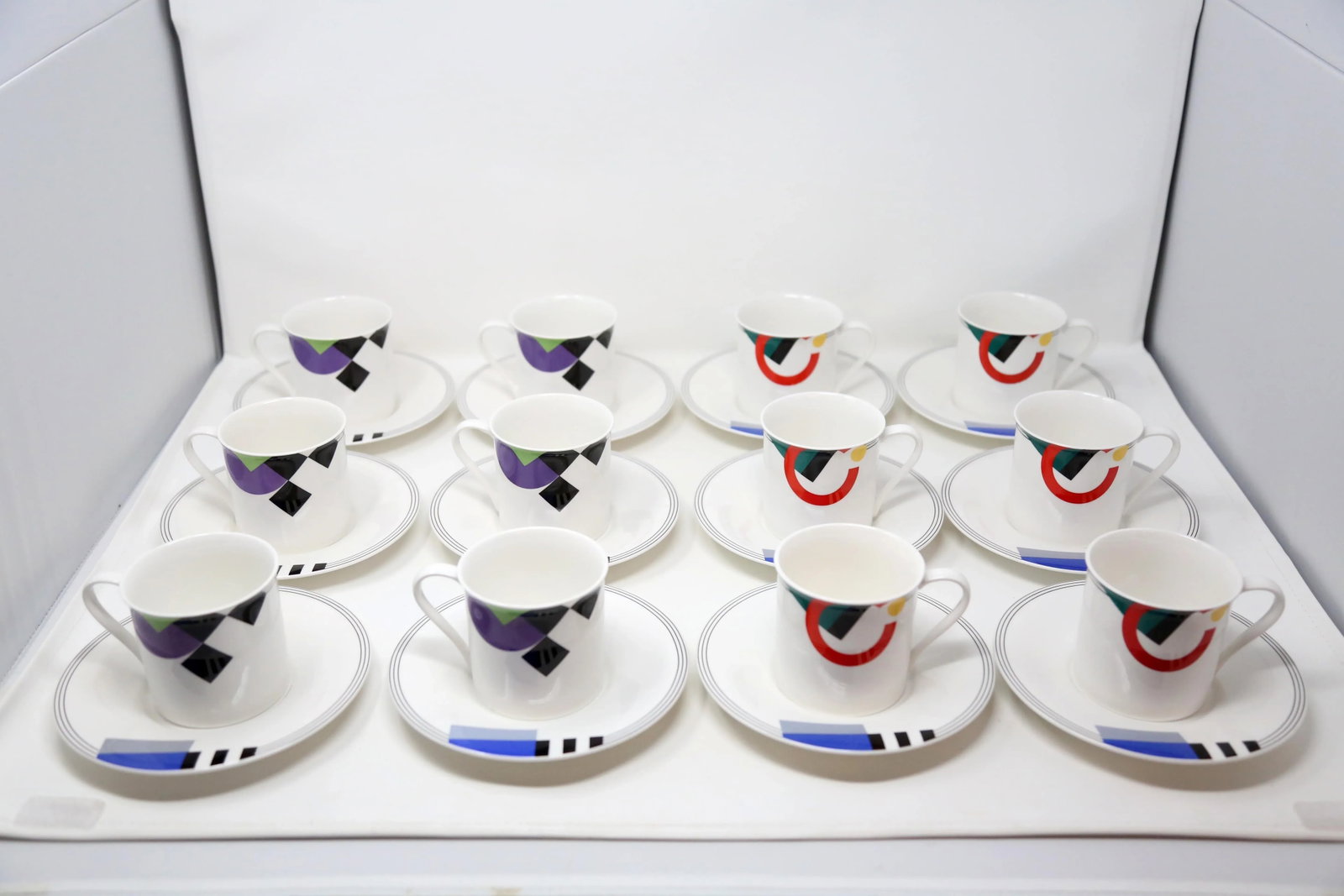 1990's "High Spirits" Geometric Postmodern Dinnerware by Mikasa - Set of 47 - 9