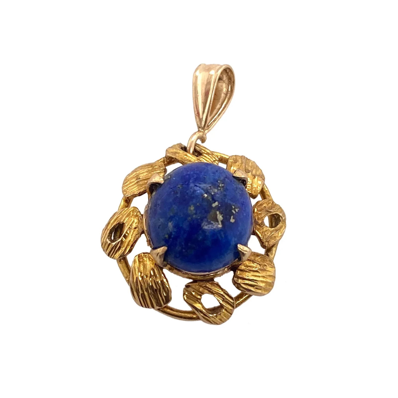1980s 14k Gold Lapis Lazuli Pendant - 2