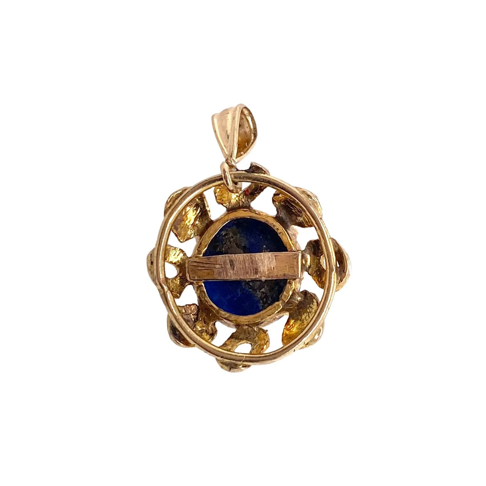 1980s 14k Gold Lapis Lazuli Pendant - 4
