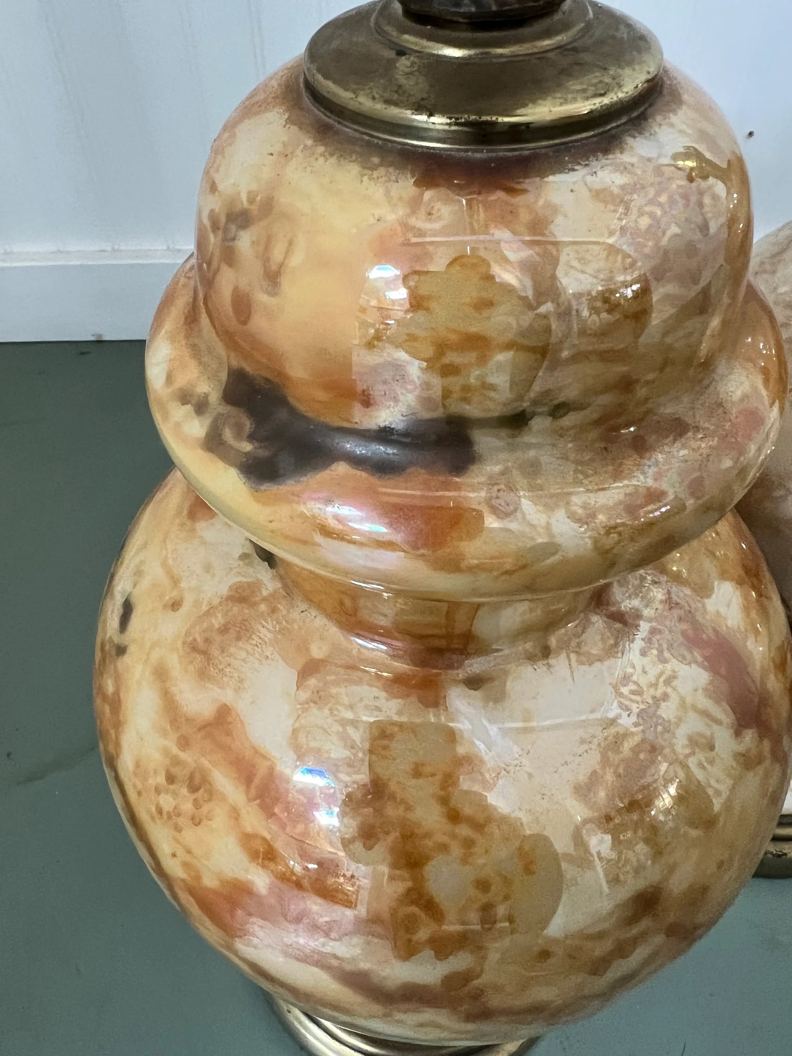 Faux Onyx Ginger Jar Lamps - a Pair - 6