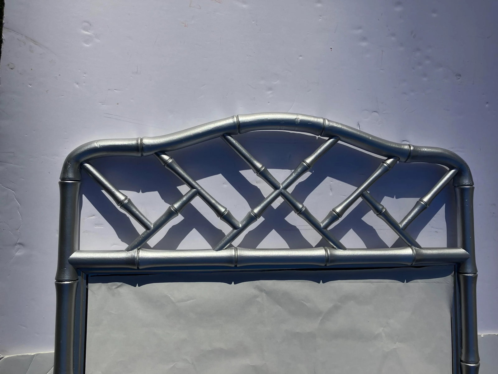 1970s Silver Faux Bamboo Mirror - 2