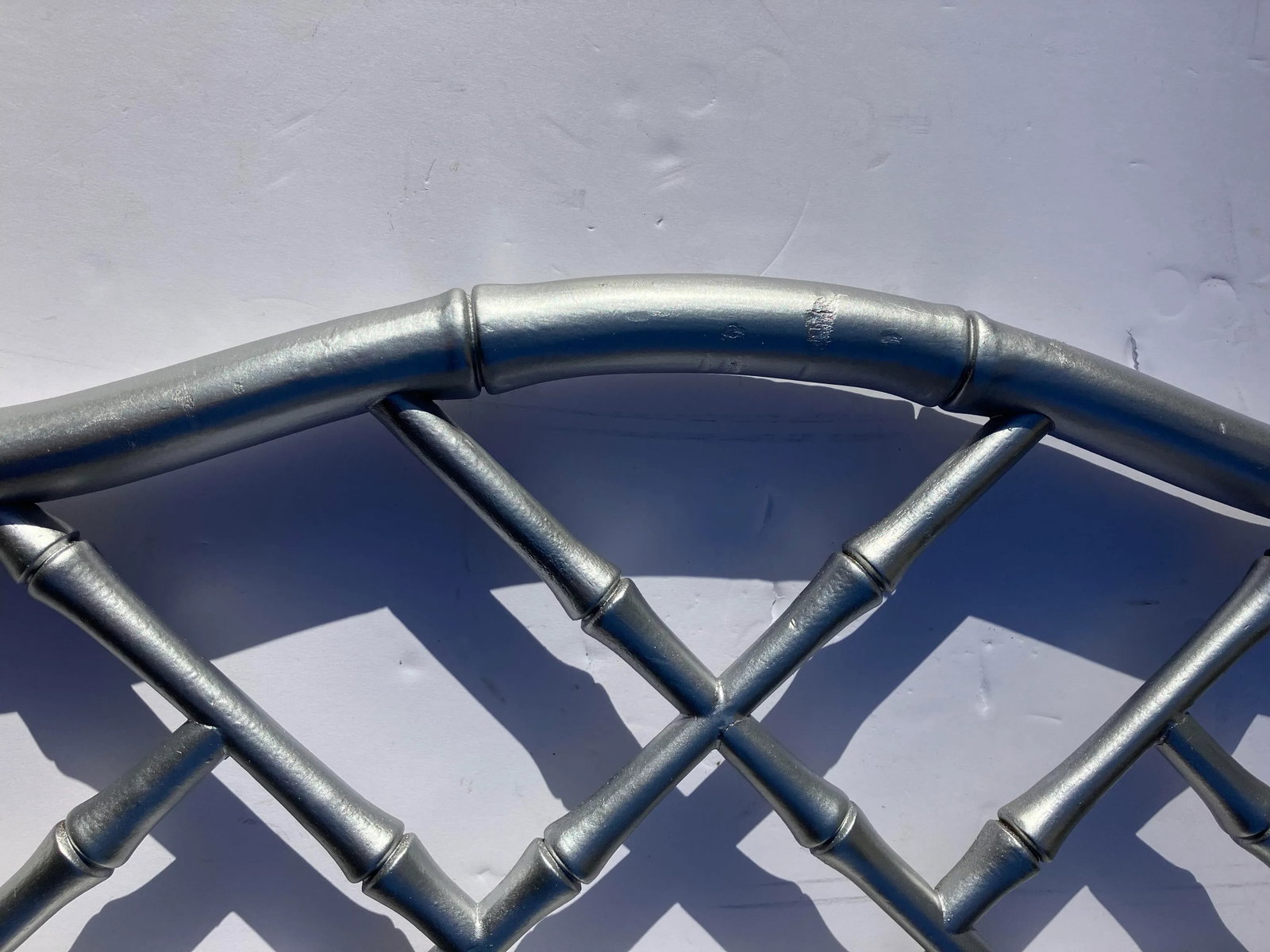 1970s Silver Faux Bamboo Mirror - 4