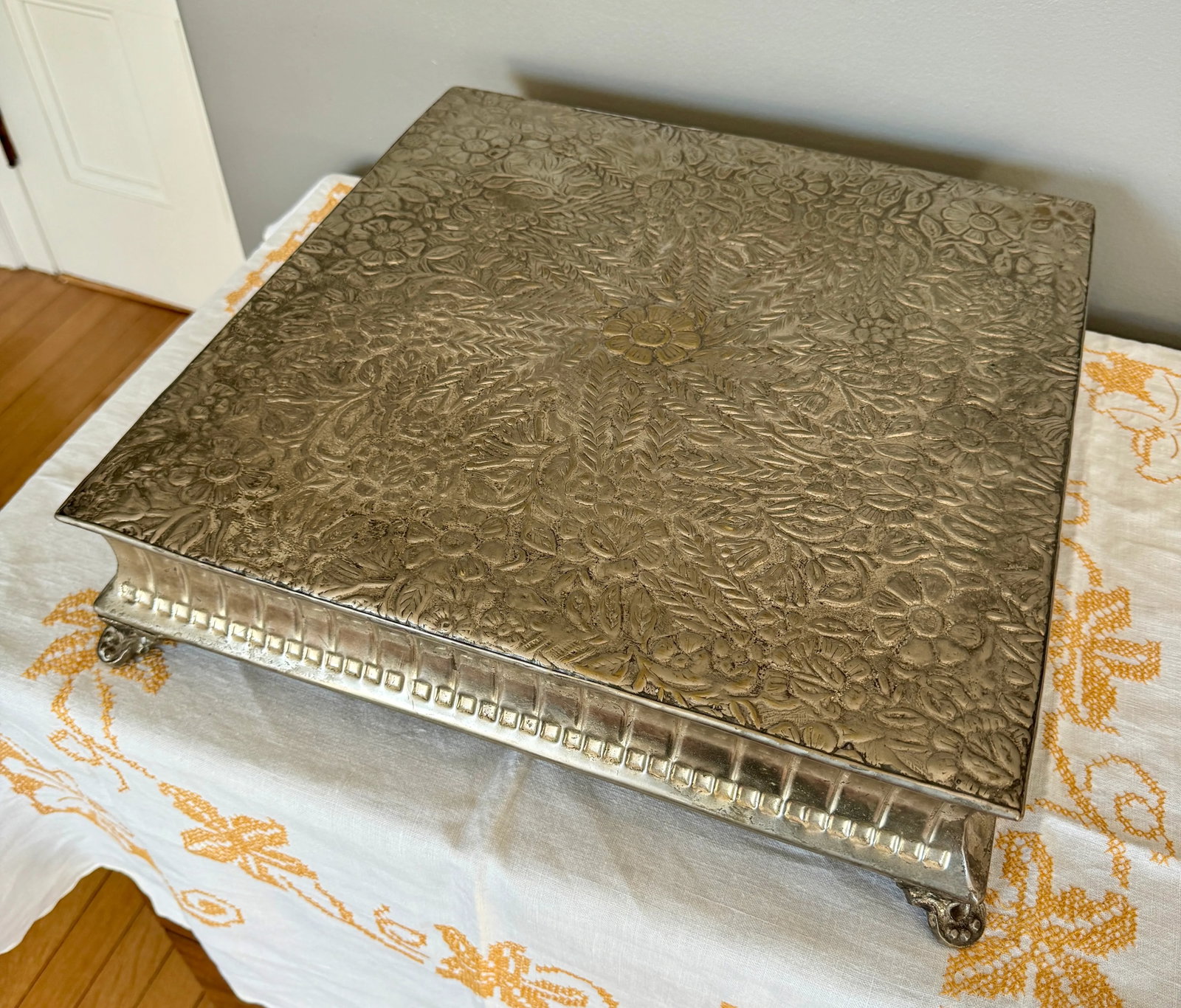 Vintage Intricate Footed Brass Stand - 3