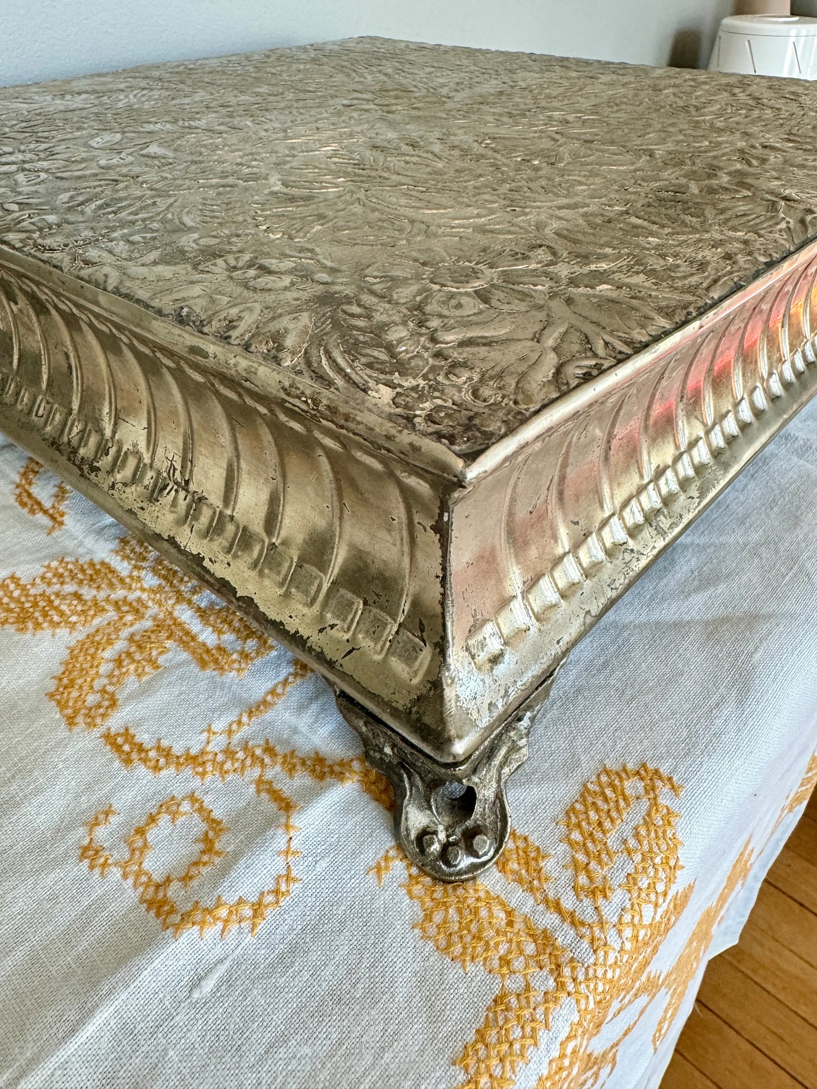 Vintage Intricate Footed Brass Stand - 5