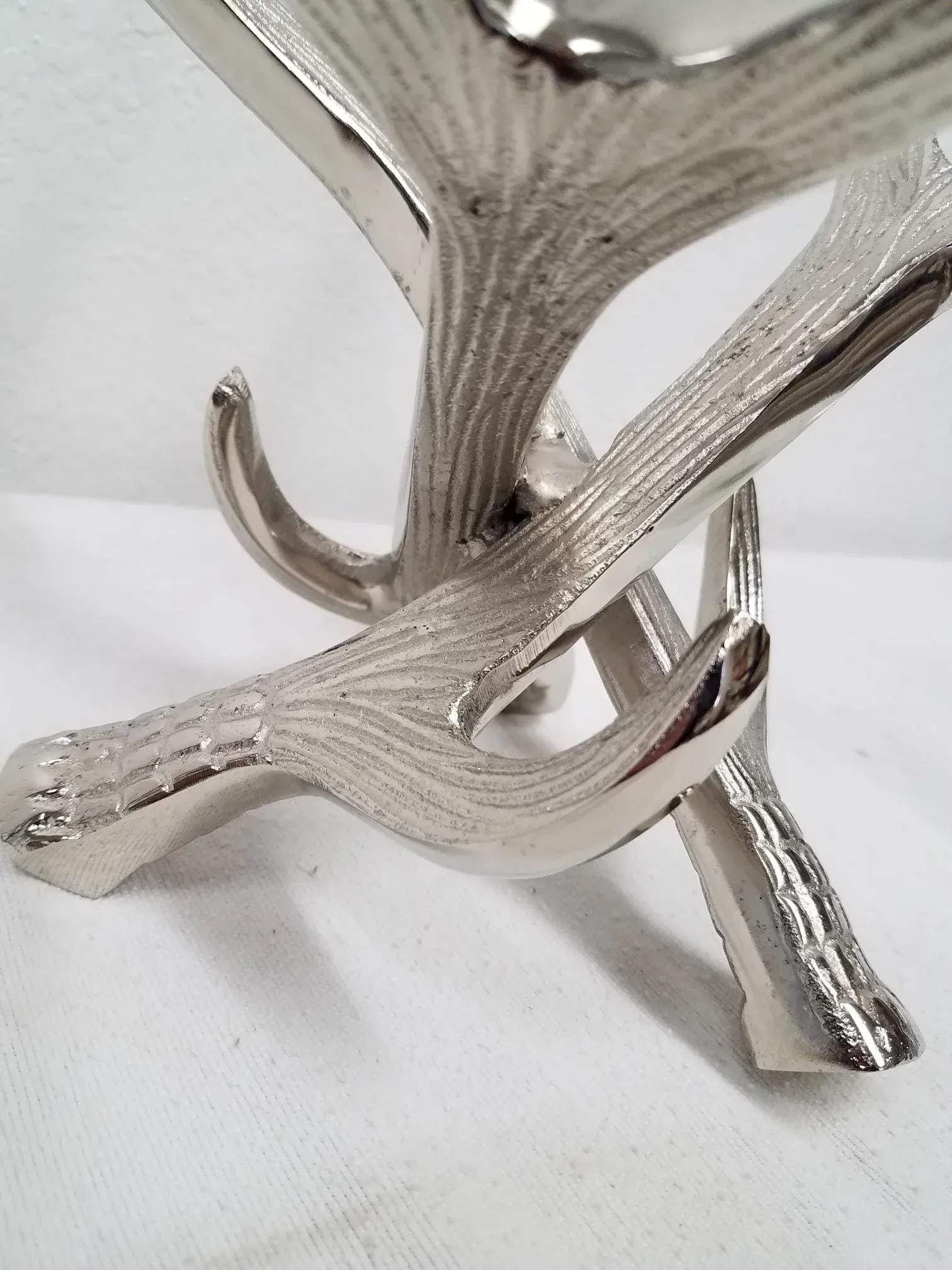 Serving Bowl on Nickel Deer Antler Stand - 10