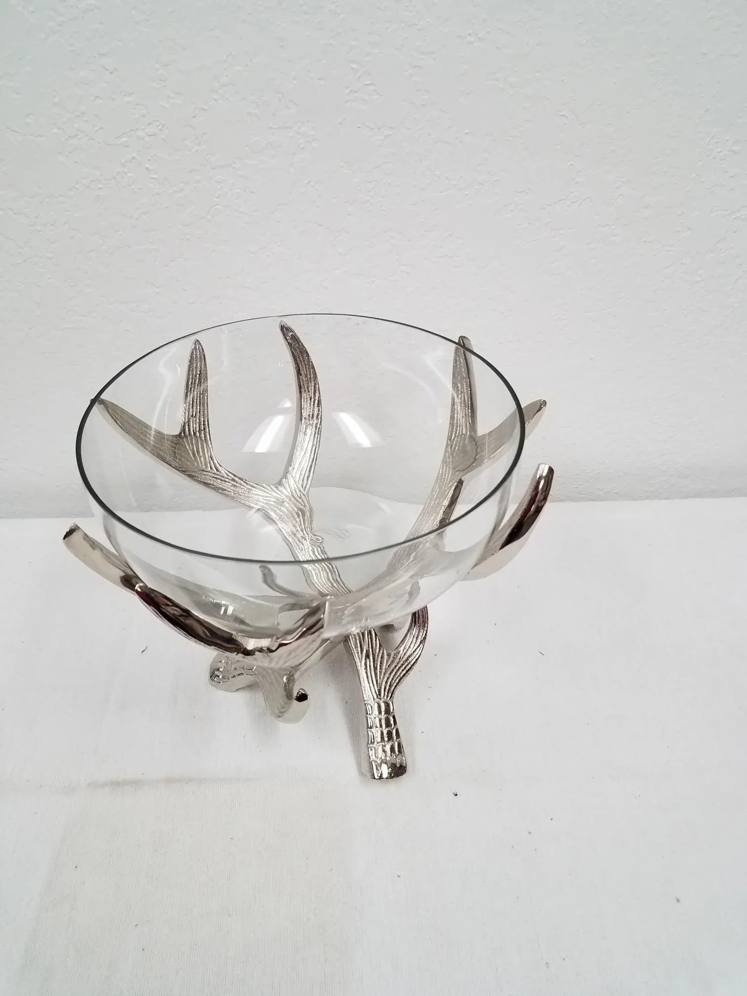 Serving Bowl on Nickel Deer Antler Stand - 3