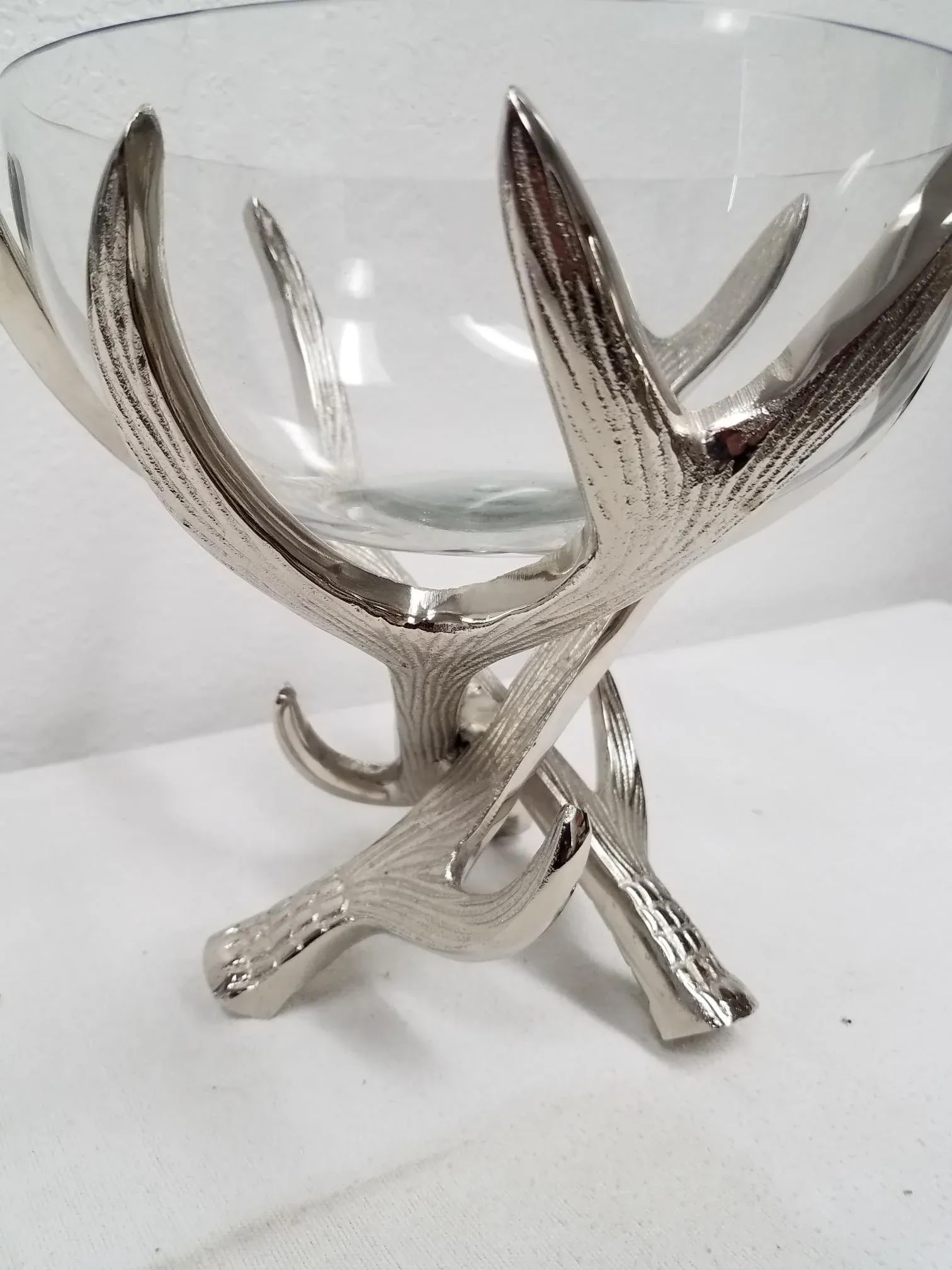 Serving Bowl on Nickel Deer Antler Stand - 6