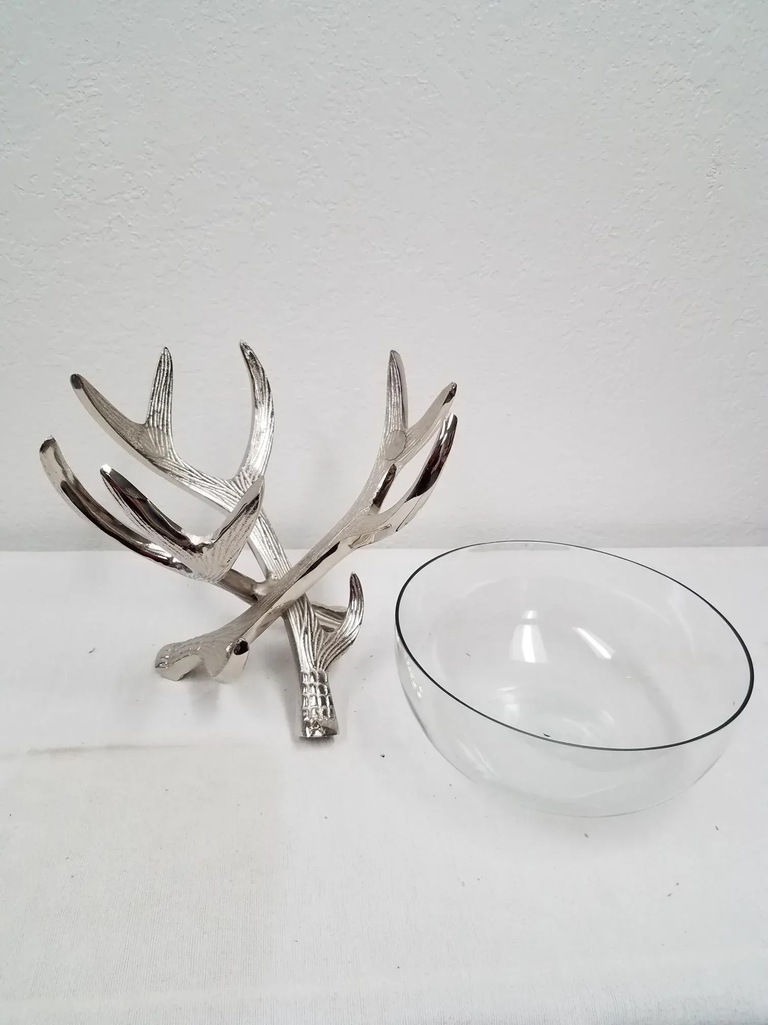 Serving Bowl on Nickel Deer Antler Stand - 7