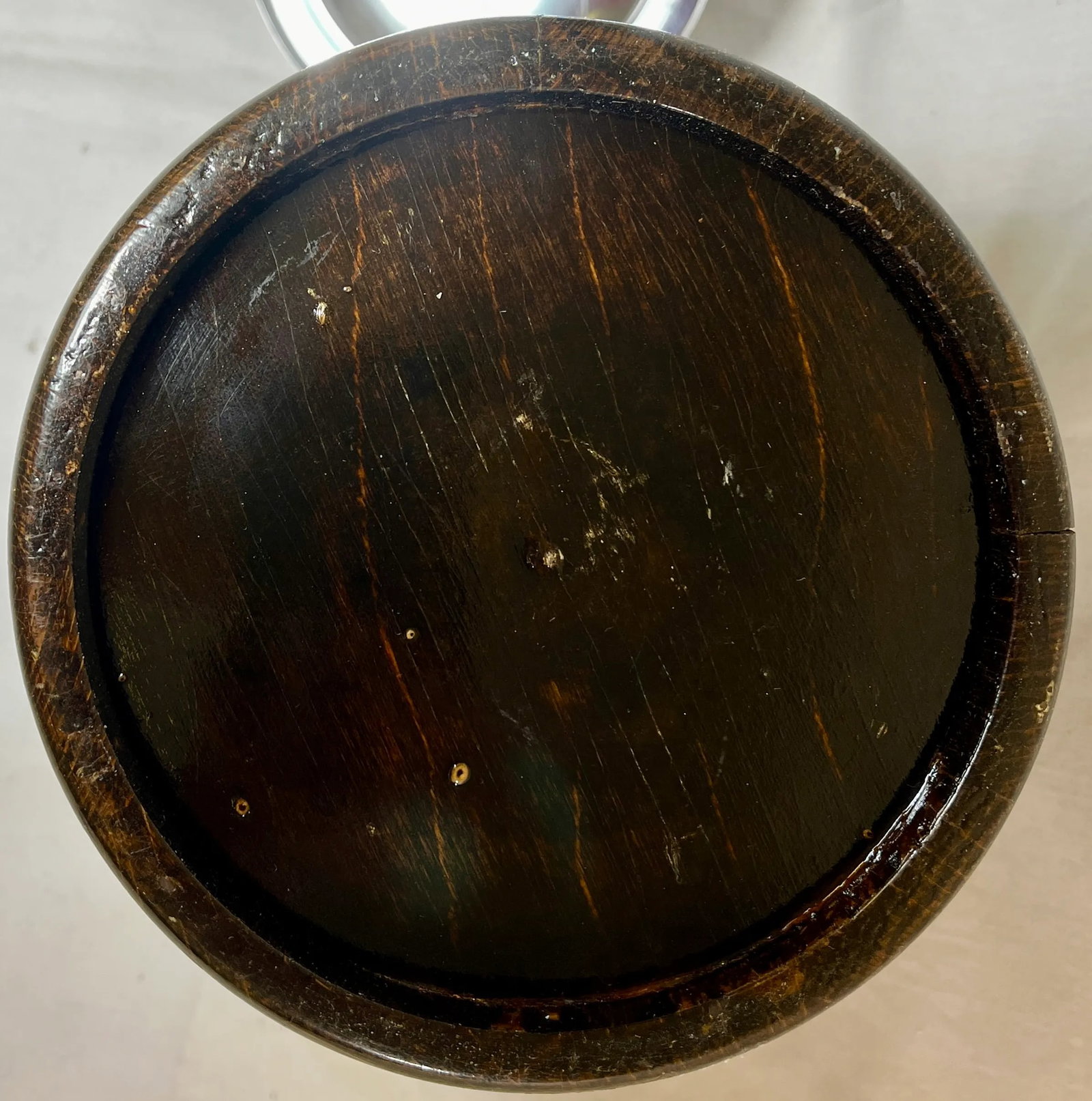 Vintage Oak Biscuit Jar /Ice Bucket With Chrome Trim and Ceramic Lining Made in England - Circa 1940 - 7