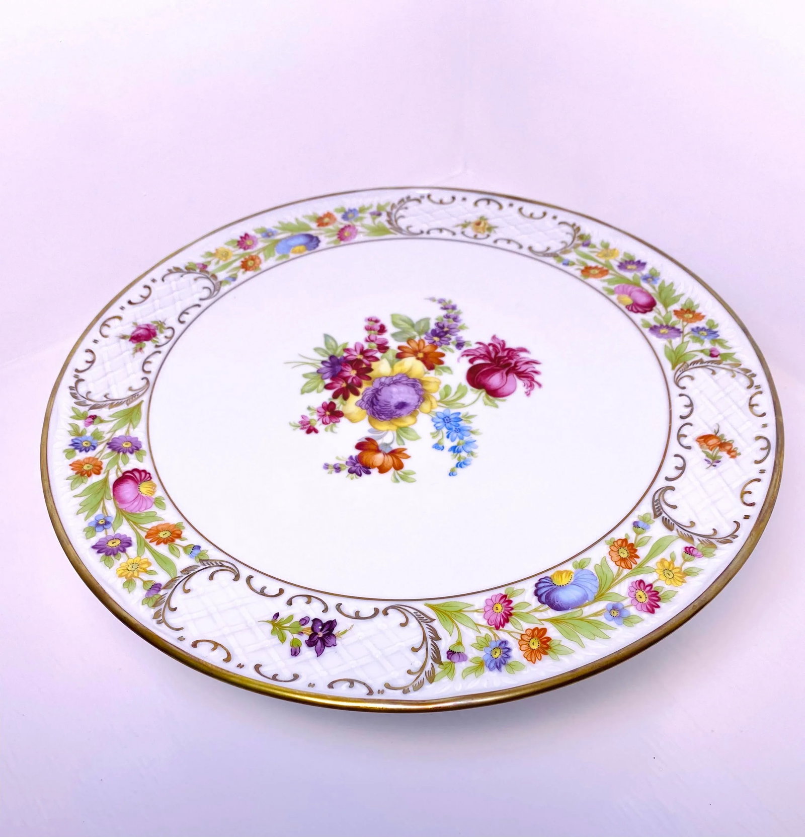 Antique Schumann Arzbero Bavaria Empress "Dresden Flower" Pedestal Cake Stand - 10