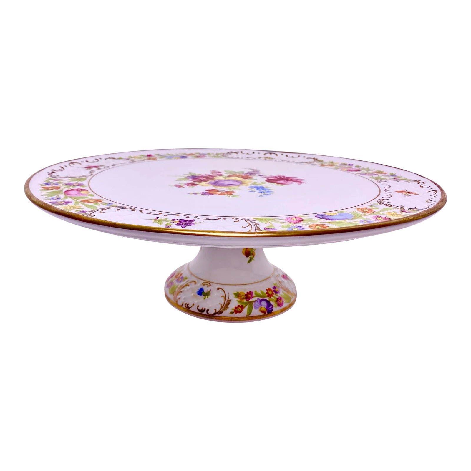 Antique Schumann Arzbero Bavaria Empress "Dresden Flower" Pedestal Cake Stand: Antique Schumann Arzbero Bavaria Empress "Dresden Flower" Pedestal cake stand This artistically crafted Schumann Bavaria Empress 'Dresden Flowers' Pedestal Cake Stand is in excellent condition. The