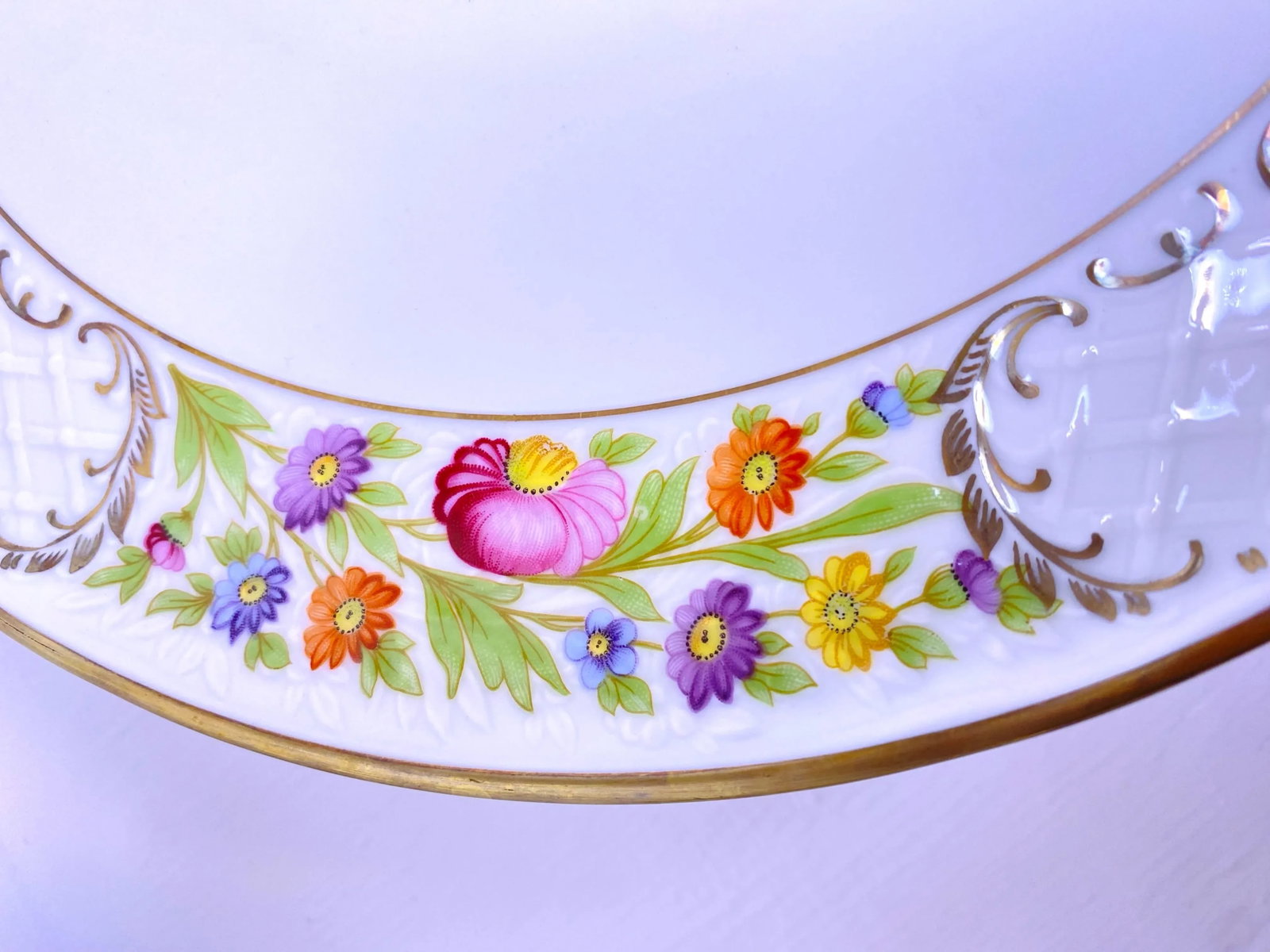 Antique Schumann Arzbero Bavaria Empress "Dresden Flower" Pedestal Cake Stand - 3
