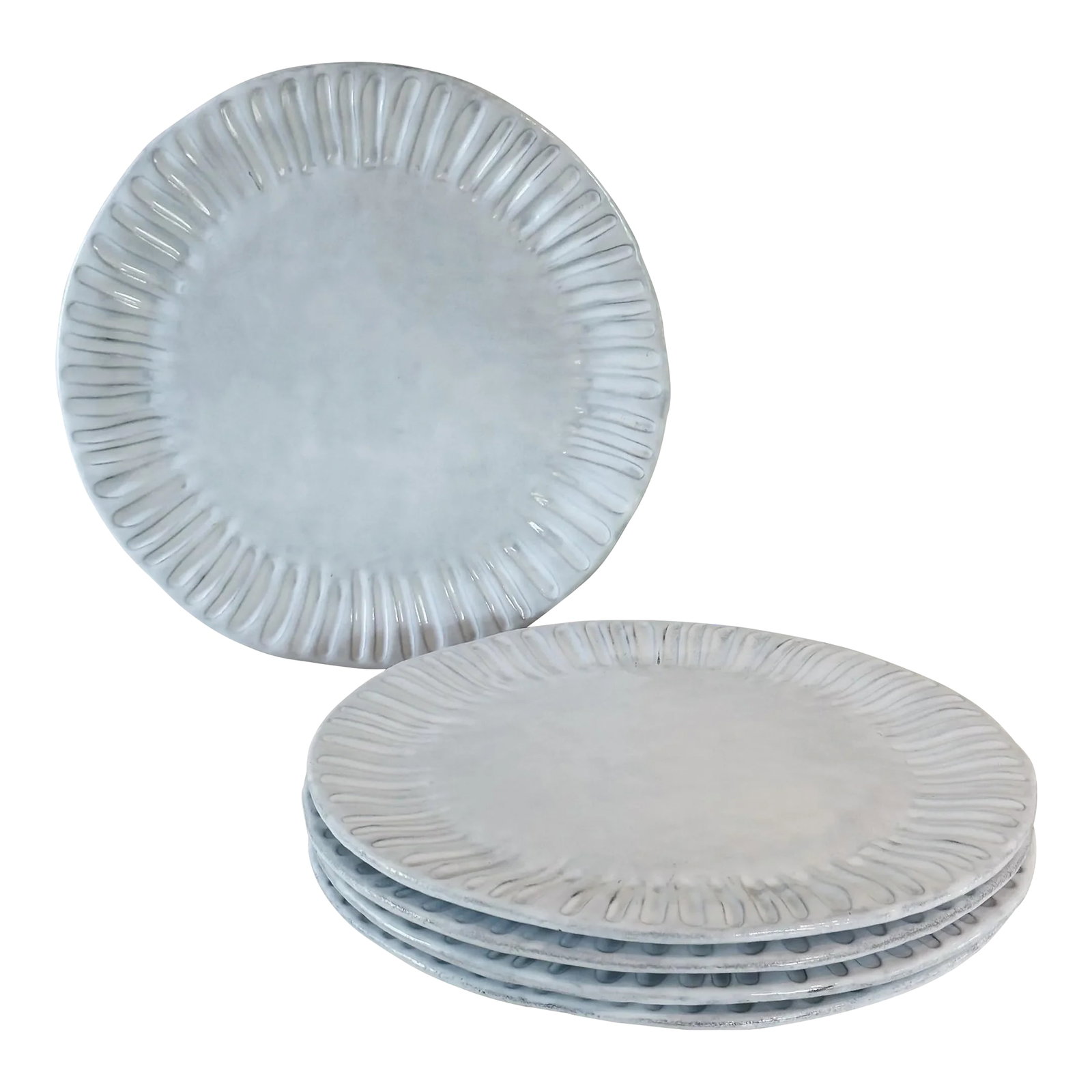 Vintage Vietri Italy Ceramic Round Sun-Burst Large Dinner Plates in Antique White, Set of Five: Vintage Vietri Italy Ceramic Round Sun-burst Large Dinner Plates in Antique White, Set of Five Measure approx: 13D x 0.5H Please visit my other listings for more curated treasures. Condition: