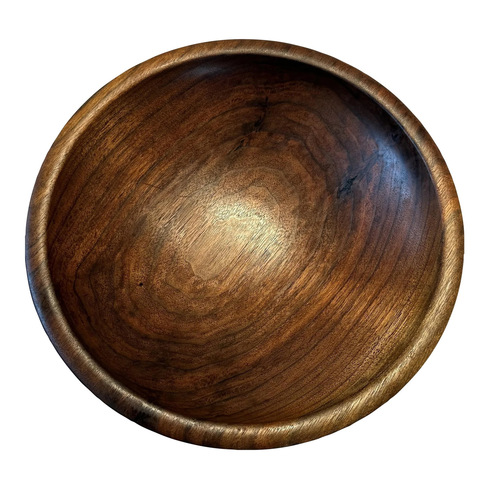 Andrew Pearce' Walnut Wood Champlain Bowl: Andrew Pearce' Wood Champlain Bowl is a Second Quality, which features the natural grains and knots of Walnut. Andrew Pearce' brand is shown on the bottom. Condition: Alterations: Original Condition